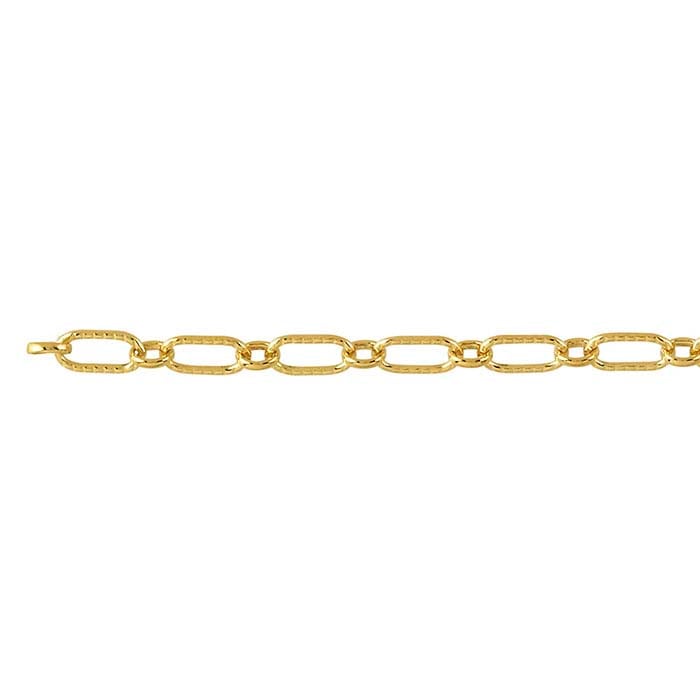 14/20 Yellow Gold-Filled Patterned Long & Short Chain