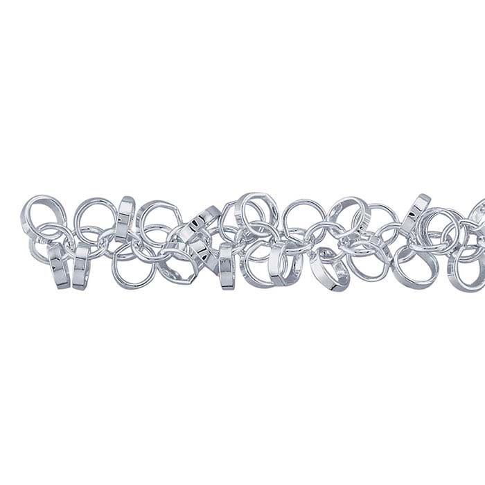 Sterling Silver Large Flat & Round Wire Ringlet Chain, By the Foot