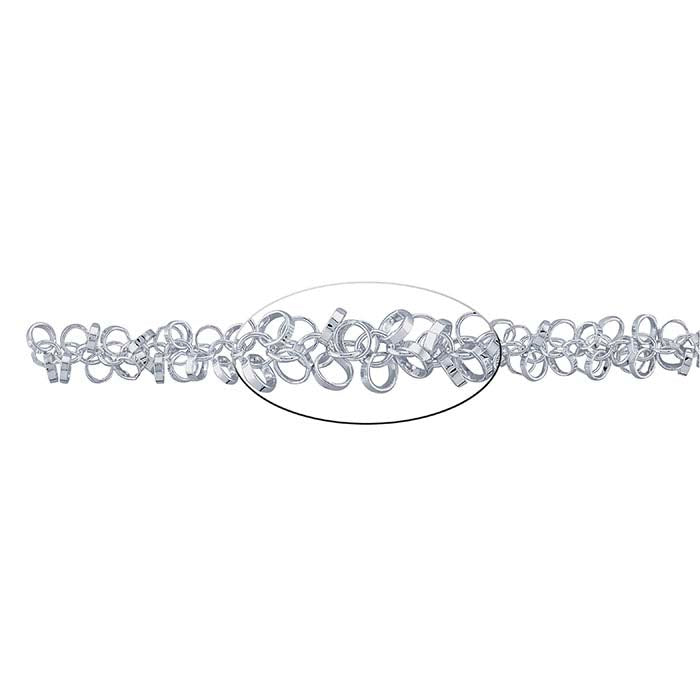 Sterling Silver Large Flat & Round Wire Ringlet Chain, By the Foot