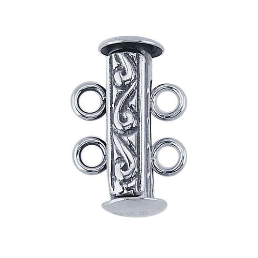 Sterling Silver 10.5 x 17mm Engraved Tube Slide Clasp, 2-Strand