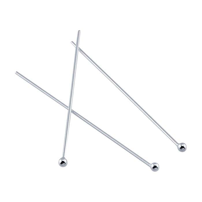 Sterling Silver Ball Head Pin, 0.51mm, 3/4-Hard
