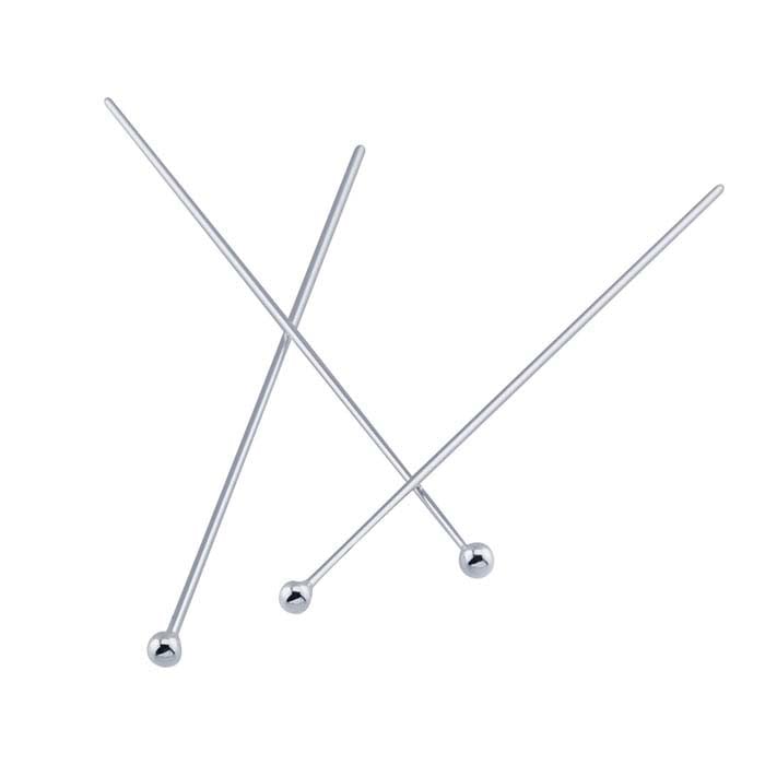 Sterling Silver Ball Head Pin, 0.51mm, 3/4-Hard