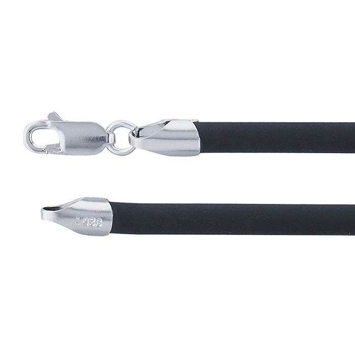 Black Rubber Cord with Sterling Silver Clasp