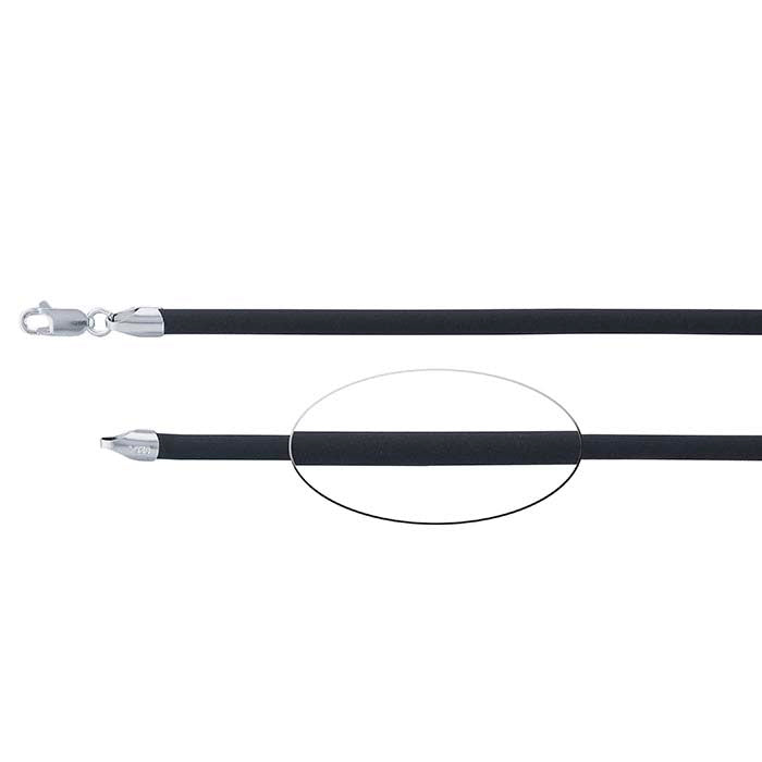 Black Rubber Cord with Sterling Silver Clasp