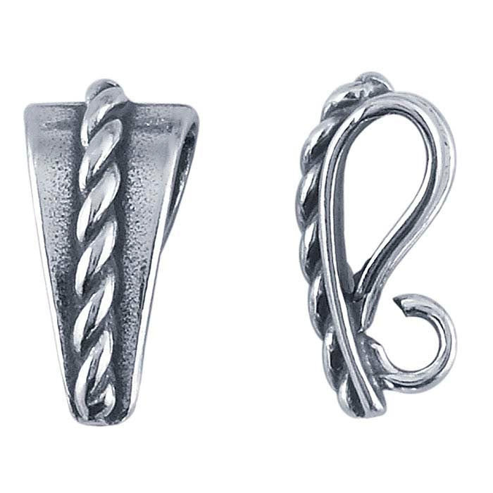 Sterling Silver Rope Design Bail with Ring