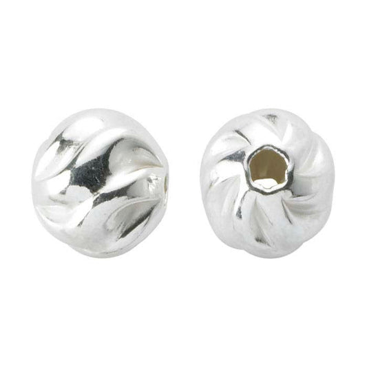 Sterling Silver 4mm Round Twist Bead