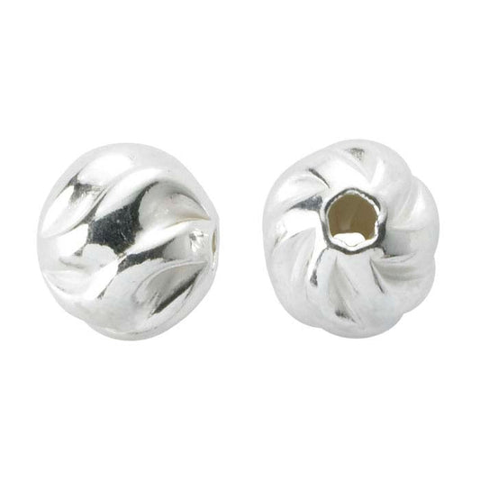 Sterling Silver 6mm Round Twist Bead