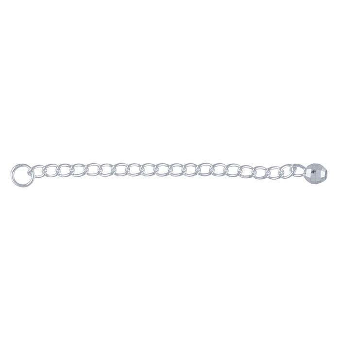 Sterling Silver Mirror Bead-Accented Curb Chain Extender