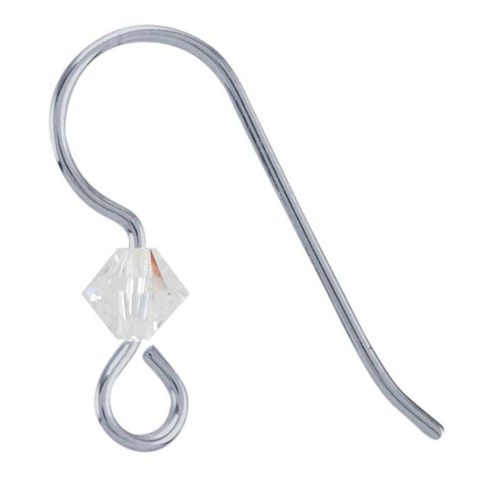 Sterling Silver Ear Wire with Loop and Crystal AB Bead