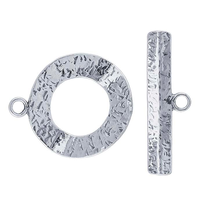 Sterling Silver 30.1 x 24.9mm Textured Toggle Clasp