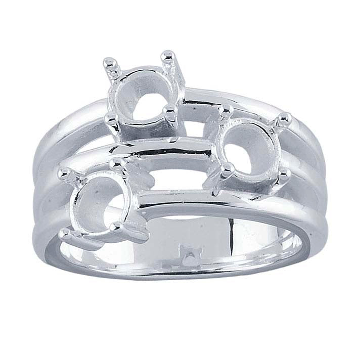 Sterling Silver Three-Stone Ring Mounting