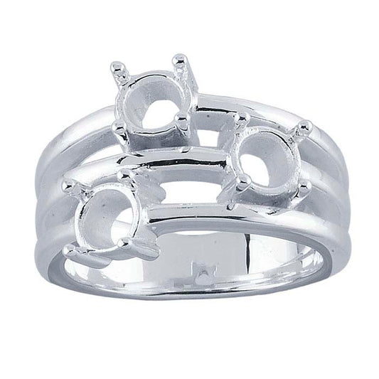 Sterling Silver Three-Stone Ring Mounting