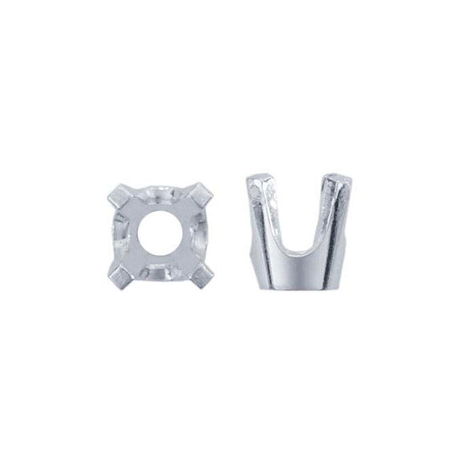 Sterling Silber 2,4 mm Runde Low-Base 4-Prong Fassung