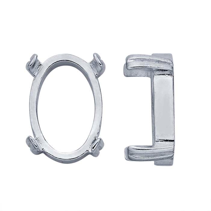 Sterling Silver 14 x 10mm Oval ReadySet™ Cabochon 4-Prong Setting
