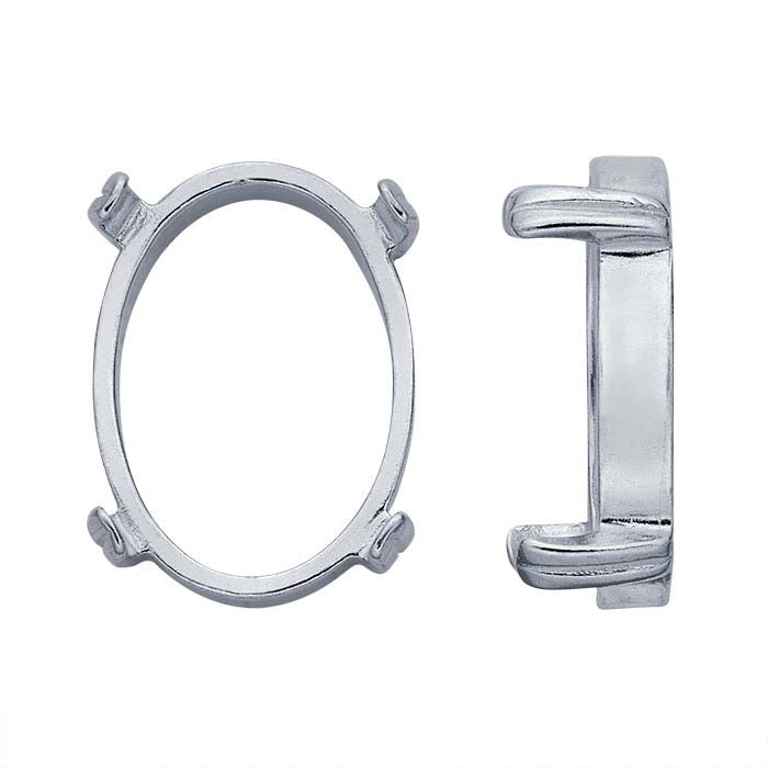 Sterling Silver 18 x 13mm Oval ReadySet™ Cabochon 4-Prong Setting