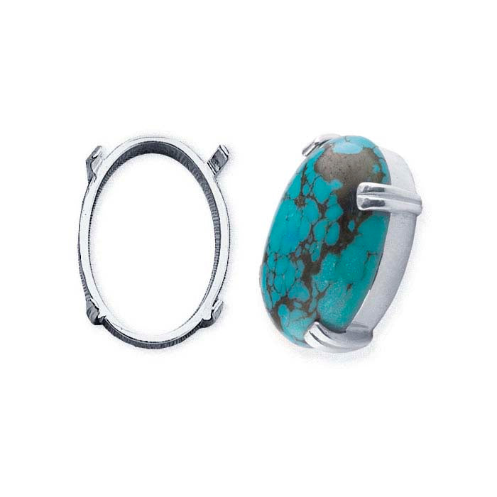 Sterling Silver 25 x 18mm Oval ReadySet™ Cabochon 4-Prong Setting