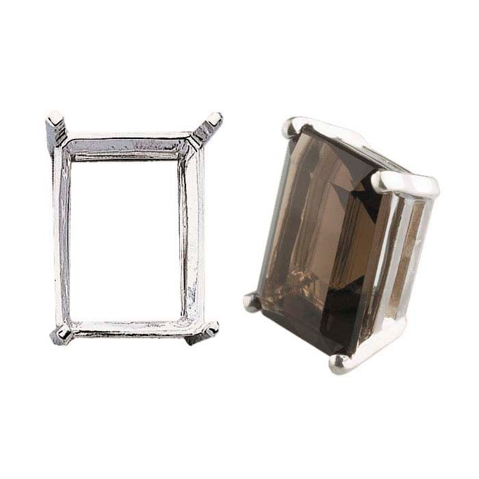 Sterling Silver 6 x 4mm Emerald-Cut Pre-Notched Legendary™ 4-Prong Setting