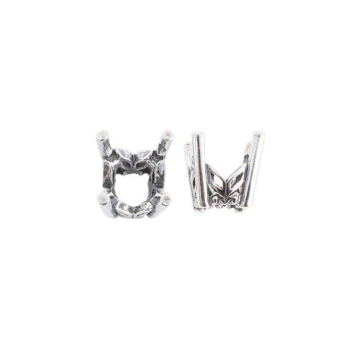 Sterling Silber 5mm rund vorgekerbte Legendary™ Fancy 4-Zacken-Fassung
