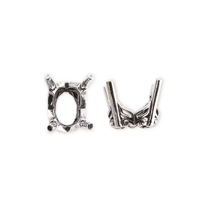 Sterling Silver 8 x 6mm Oval Pre-Notched Legendary™ Fancy 4-Prong Setting