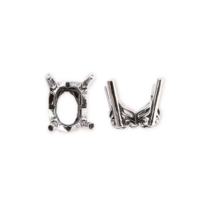 Sterling Silver 10 x 8mm Oval Pre-Notched Legendary™ Fancy 4-Prong Setting