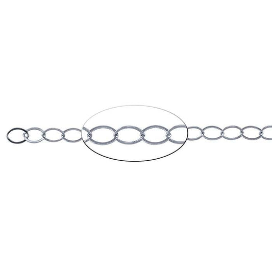 Sterling Silver 6.1mm Flat Oval Cable Chain, By the Foot