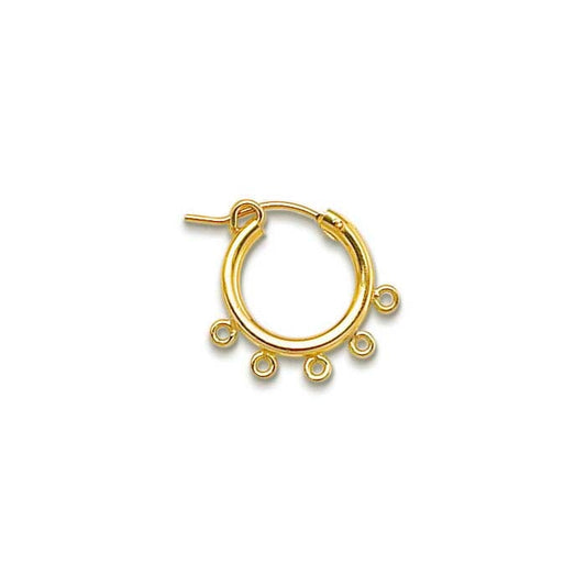 Creolen aus 14/20 Gelbgold, 2 mm, mit fünf geschlossenen Ringen