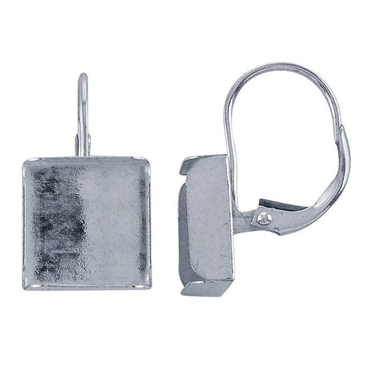 Sterling Silber Klappverschluss 10mm Quadrat Cabochon Ohrhaken Befestigung