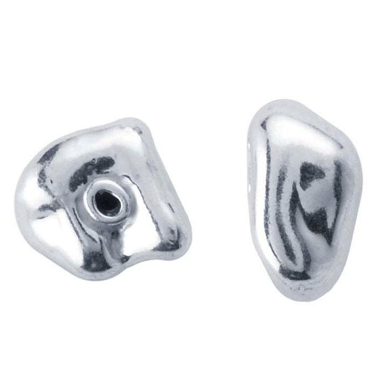Galvanisch geformte asymmetrische Perle aus Sterlingsilber, 7,6 x 5 mm