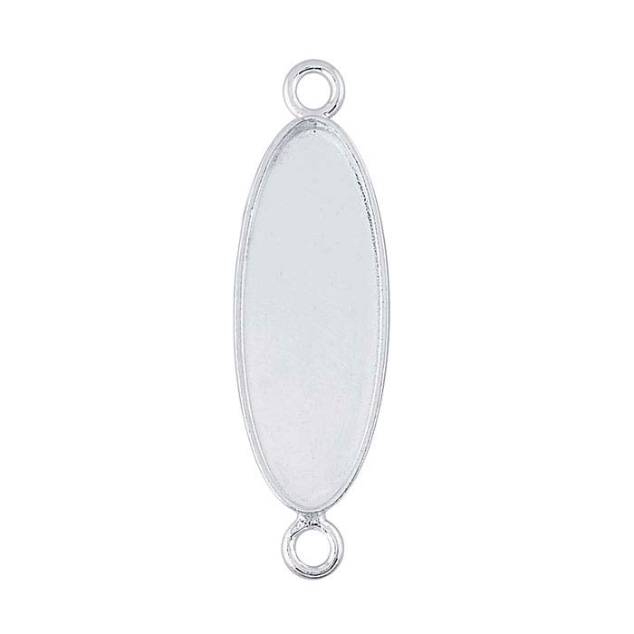 Sterling Silver Oval Cabochon Link Component Mounting