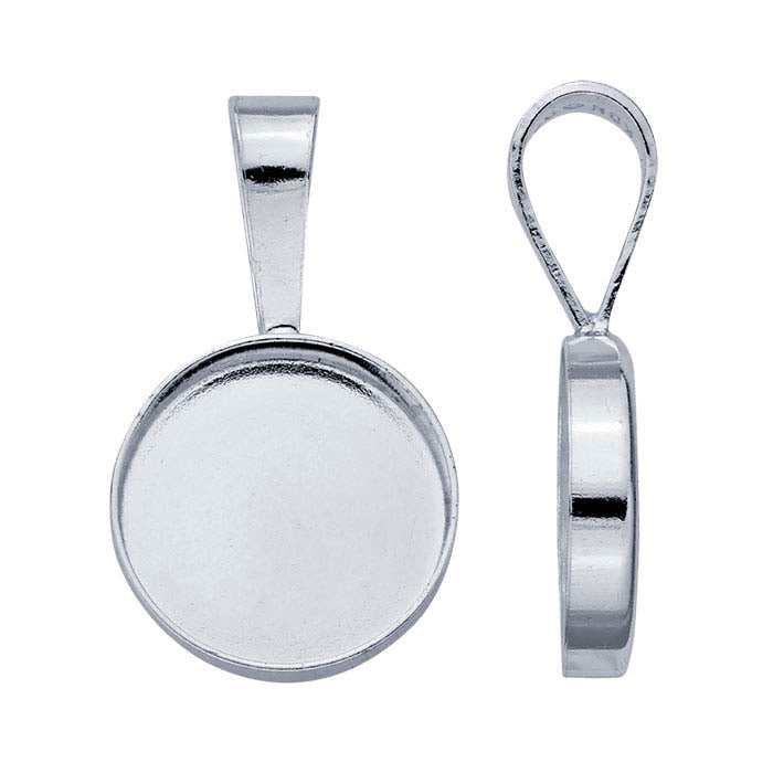 Sterling Silver Round Cabochon Pendant Mounting