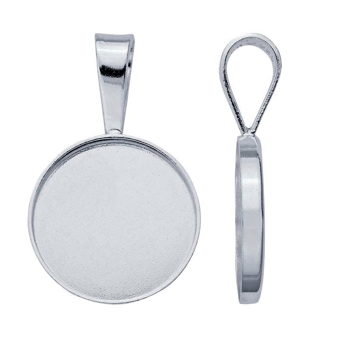 Sterling Silver Round Cabochon Pendant Mounting