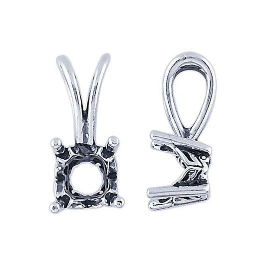 Sterling Silver Fancy Round Legendary Pre-Notched Pendant Mounting