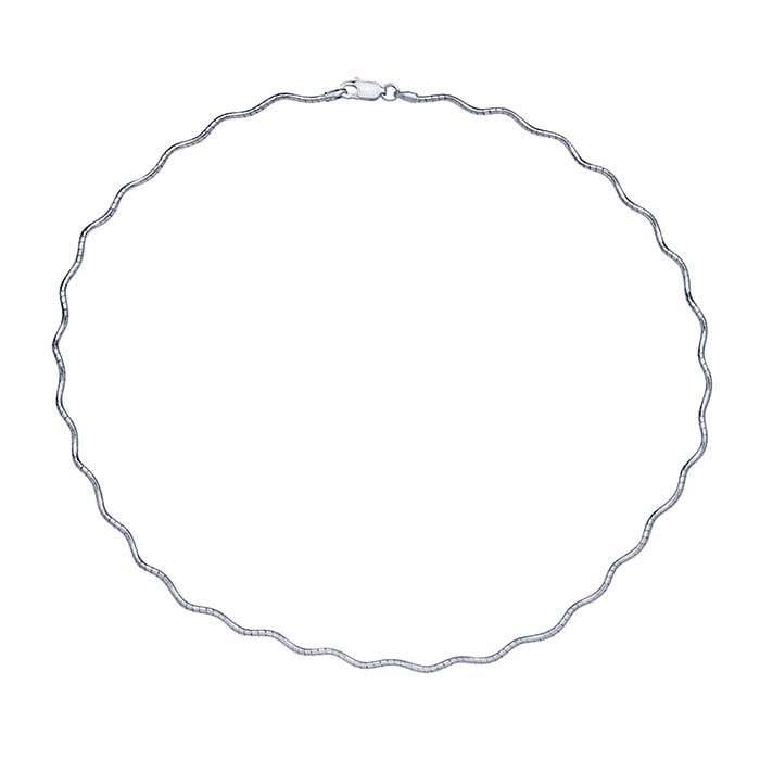 Sterling Silver Wavy Round Omega Chain