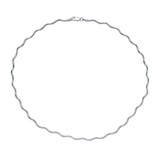Sterling Silver Wavy Round Omega Chain
