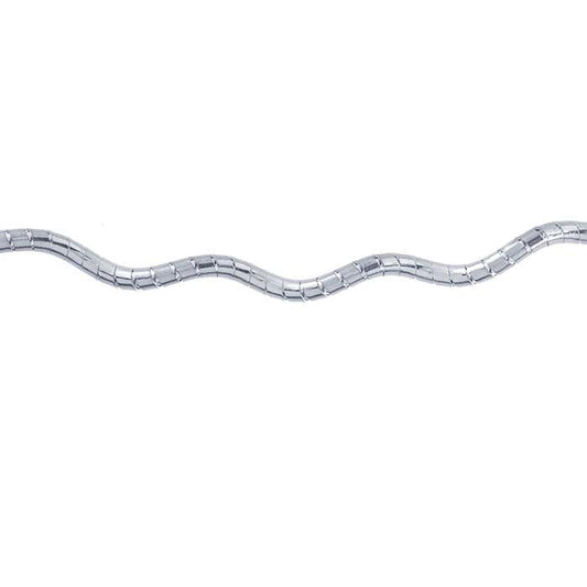 Sterling Silver Wavy Round Omega Chain