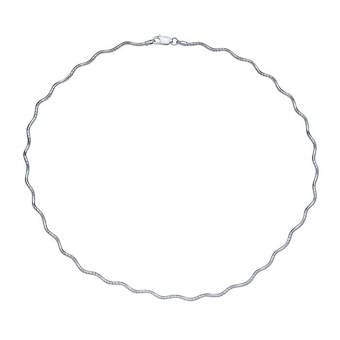 Sterling Silver Wavy Round Omega Chain