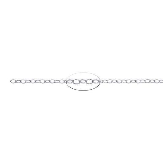 Sterling Silver Oxidized Patterned Flat Oval Cable Chain