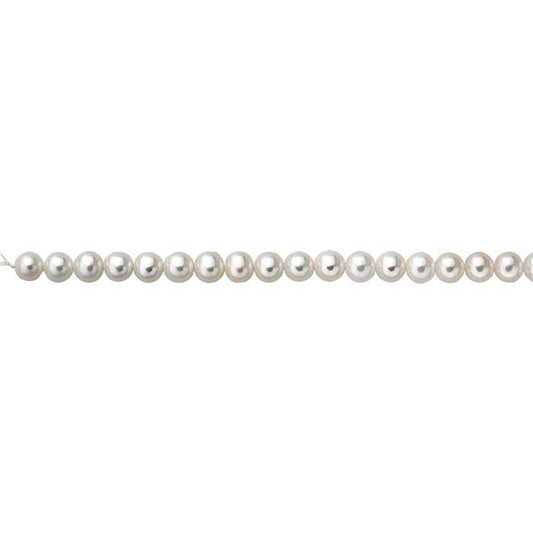 Süßwasser-Zuchtperlenstrang, halbrund, 7,5–8 mm, weiß, A-Qualität