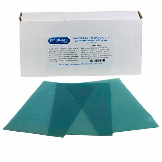 Modeler's Green Wax Sheet Assortment, 76.2mm x 6", 22- to 0.40mm