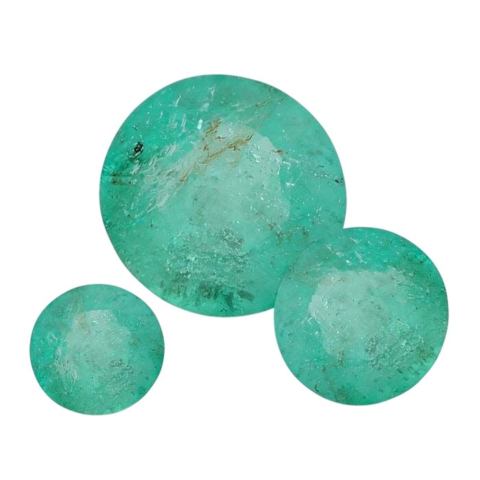 Emerald Round Faceted Gemstone, A-Grade