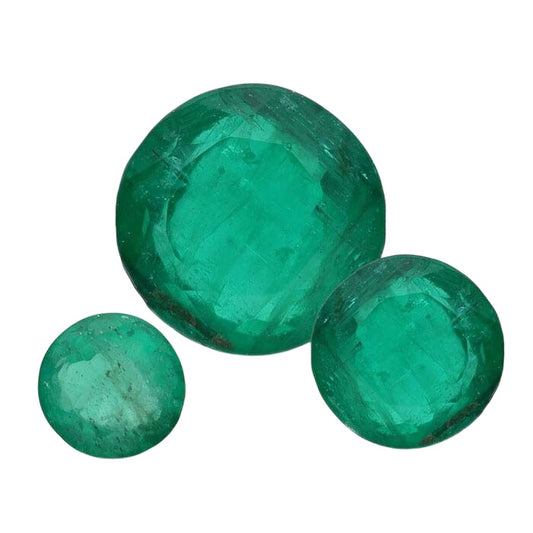 Emerald Round Faceted Gemstone, AAA-Grade
