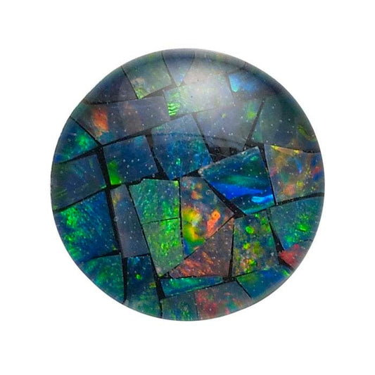 Opal Mosaic 8mm Round Triplet Cabochon