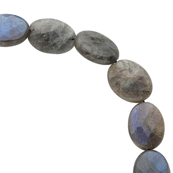 Labradorite 16 x 12mm Faceted Oval Bead Strand