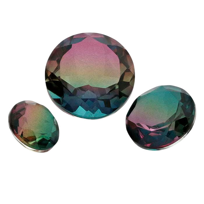 "Watermelon" Crystal Quartz Round Triplet Faceted Gemstone