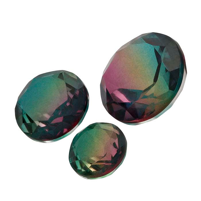 "Watermelon" Crystal Quartz Round Triplet Faceted Gemstone