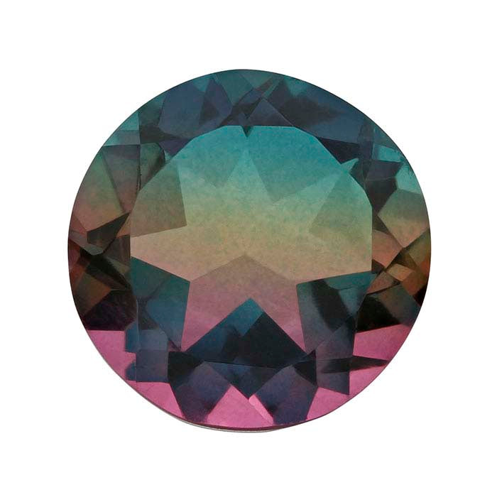 "Watermelon" Crystal Quartz Round Triplet Faceted Gemstone