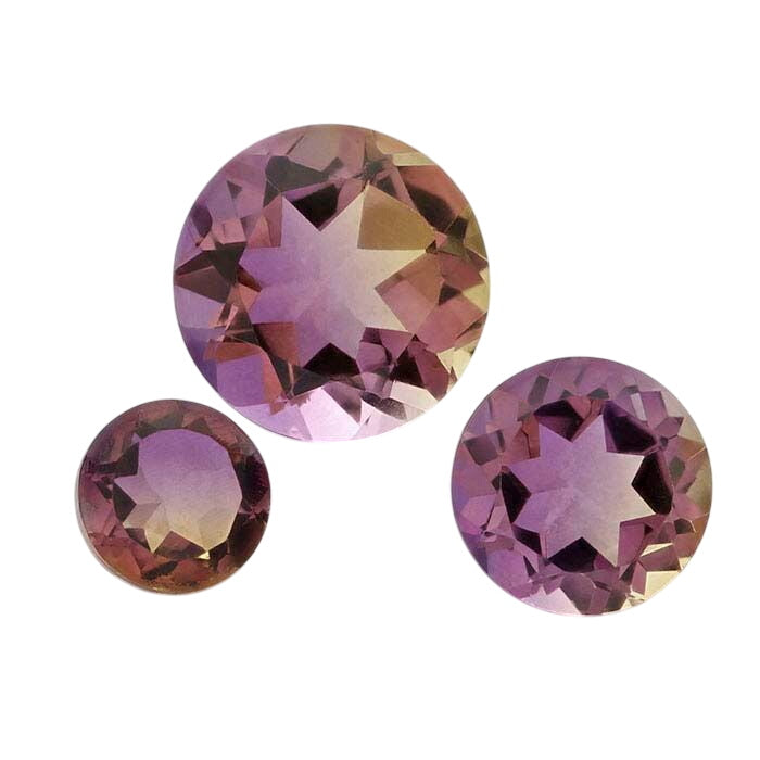 "Ametrine" Crystal Quartz Round Triplet Faceted Gemstone
