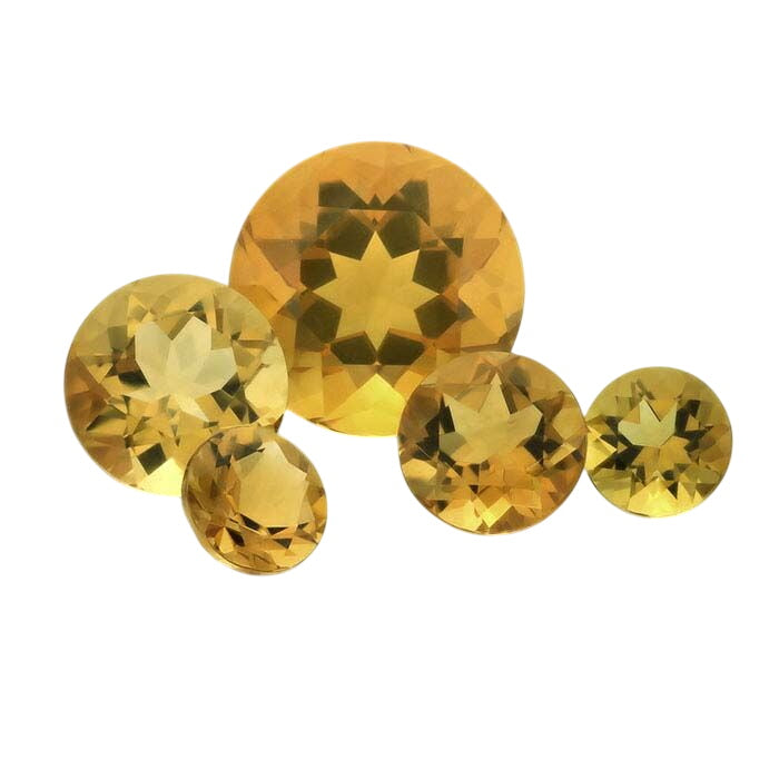 Yellow Citrine Round Faceted Gemstones, AA-Grade