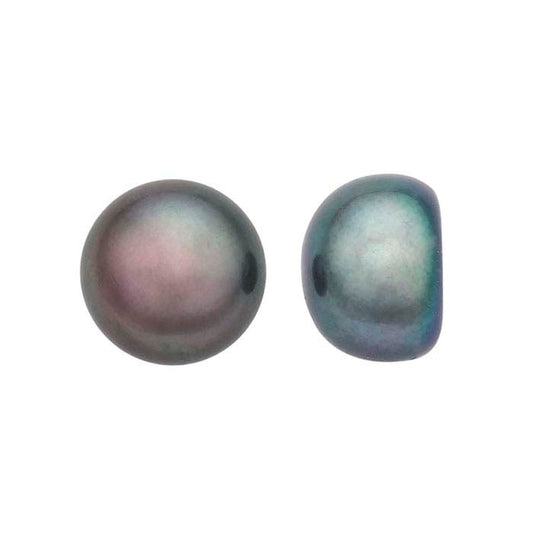 Freshwater Cultured Half-Drilled Button Pearls, Raven's Wing, A-Grade