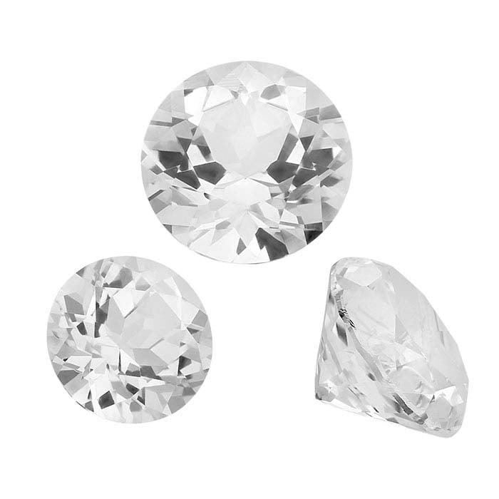 White Topaz 3mm Round Faceted Gemstone